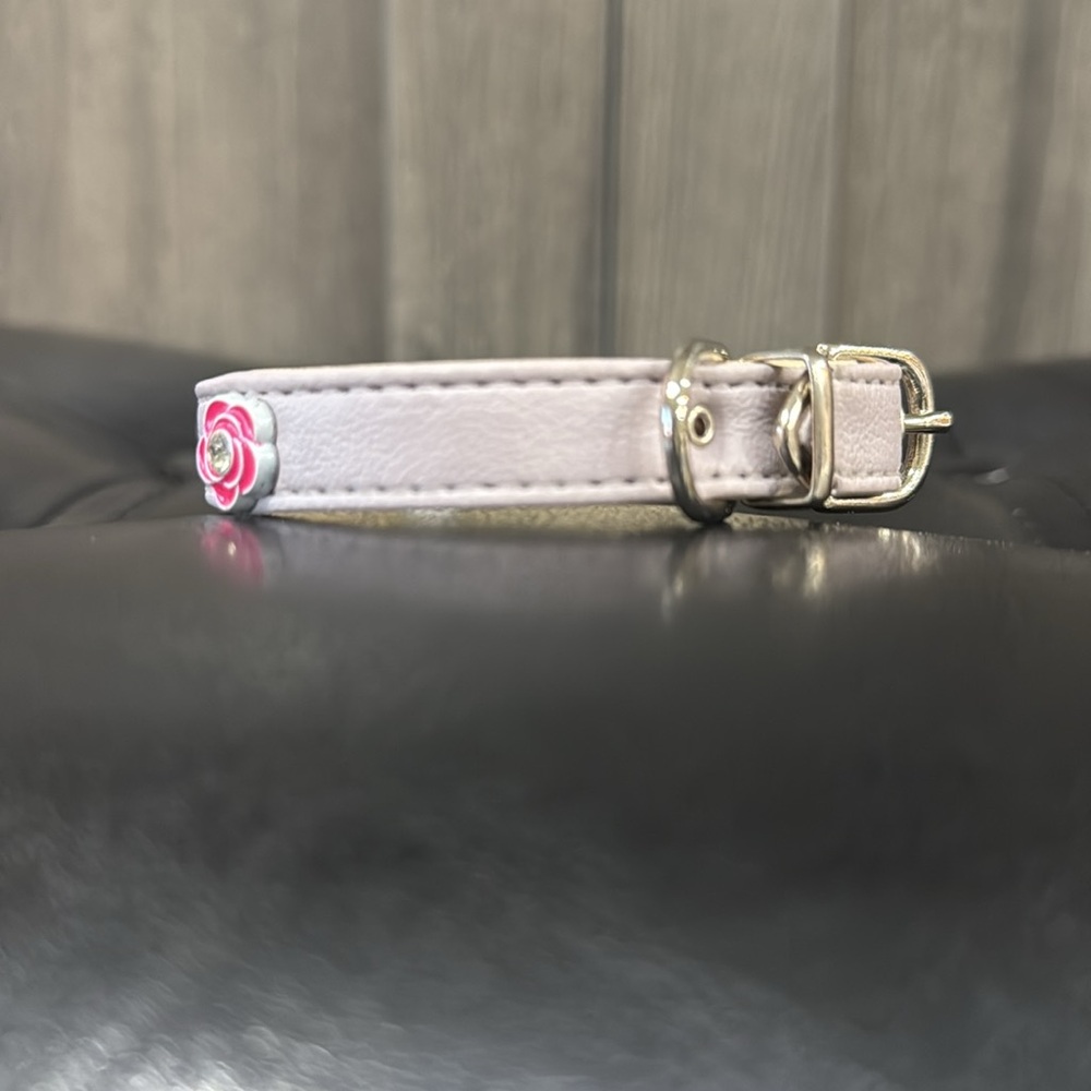 New Pink Flower With Crystals 10" Adjustable Collar For Small Dog - Picture 4 of 6